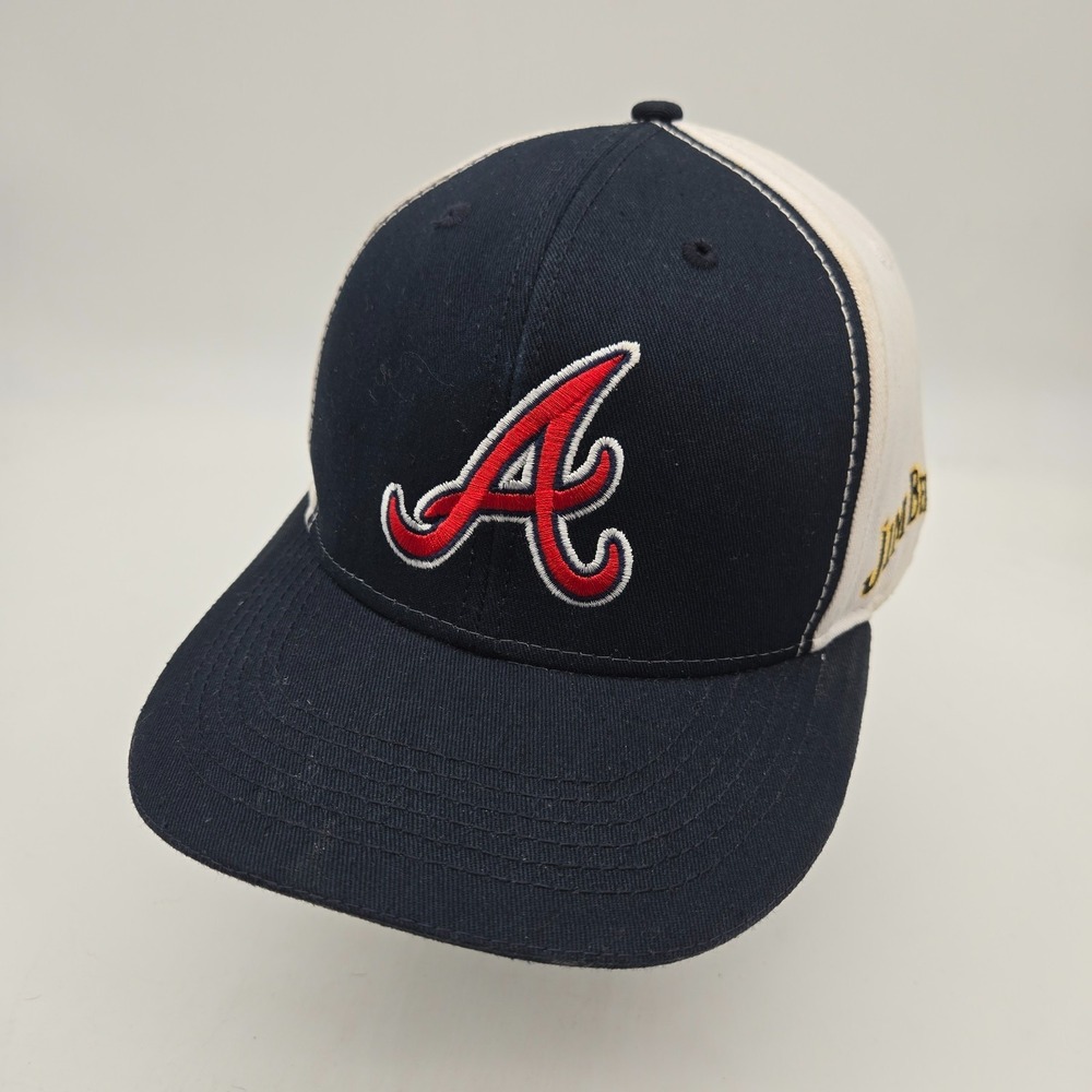 Atlanta Braves Snapback Hat Baseball Cap Blue White Jim Beam Whiskey Promo MLB